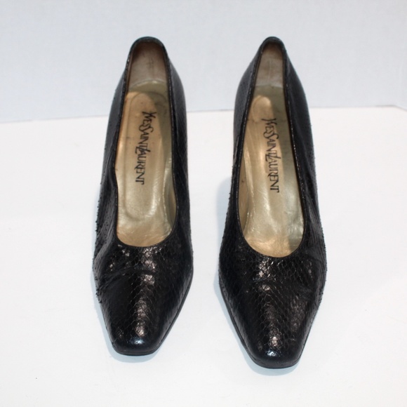 YVES SAINT LAURENT SNAKE SKIN PUMPS VINTAGE HEELS - Picture 1 of 9